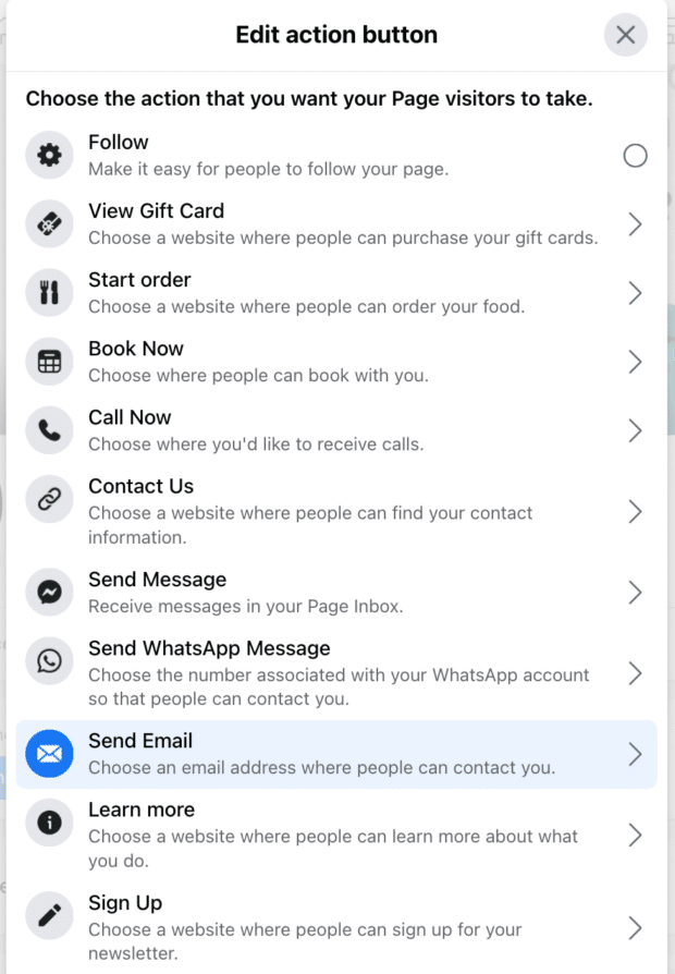 call to action button options