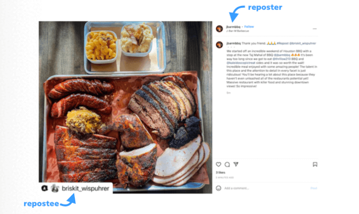 how to repost on instagram - repost example with tagged account
