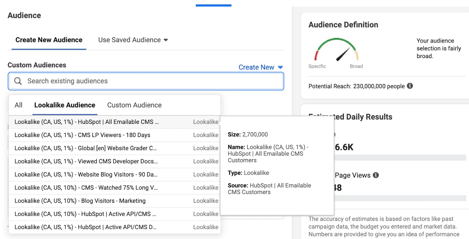Creating audience for Facebook Ad targeting