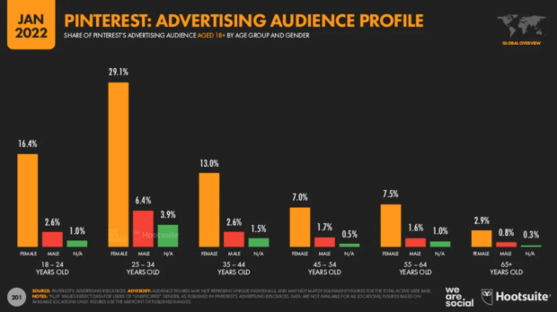 Pinterest advertising audience profile 2022