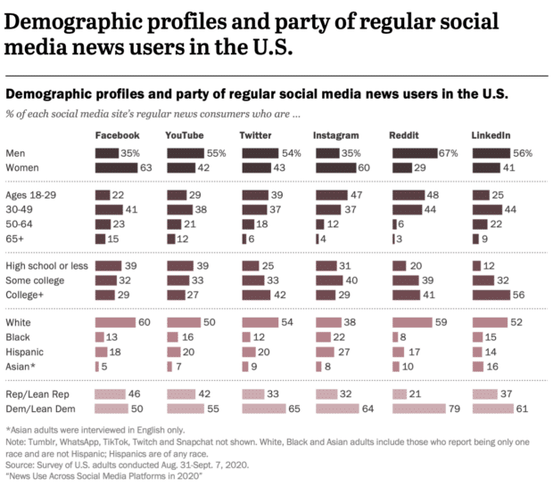 demographic profiles and political party of US social media users