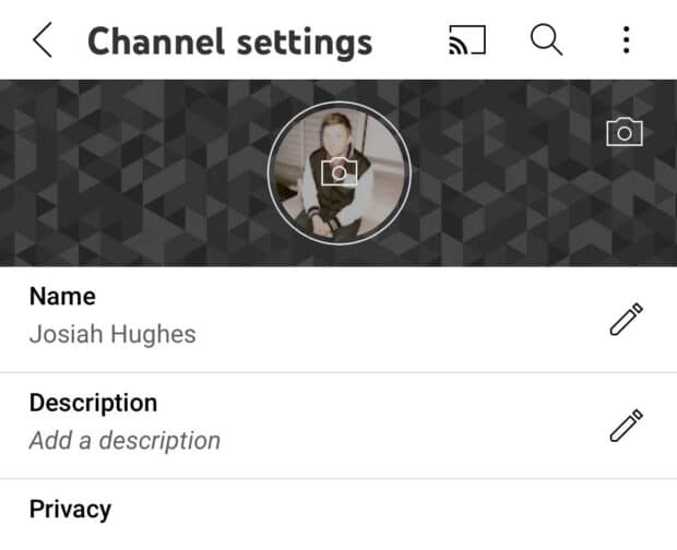 channel settings YouTube