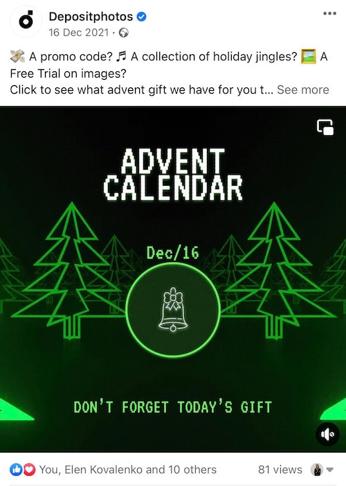 engaging facebook post ideas - depositphotos advent calendar example