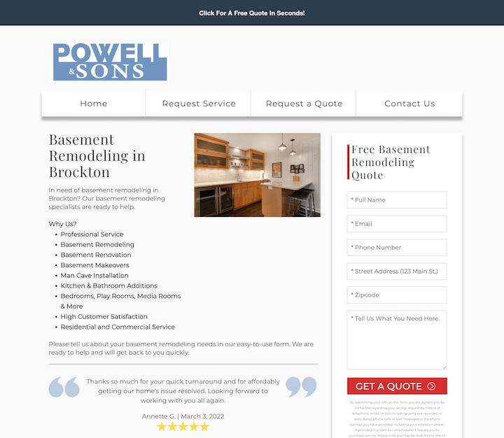 best landing page examples - powel & sons