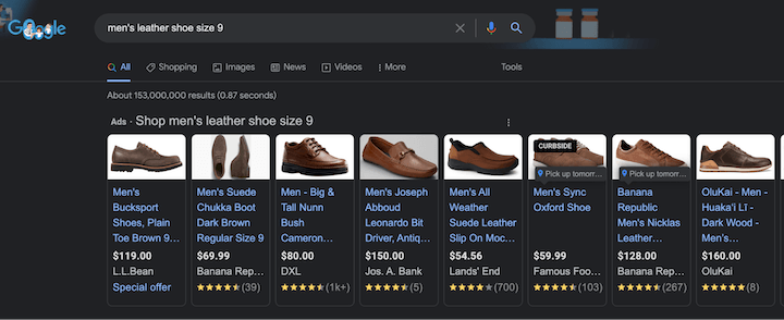 what is target roas in google ads - google shopping results