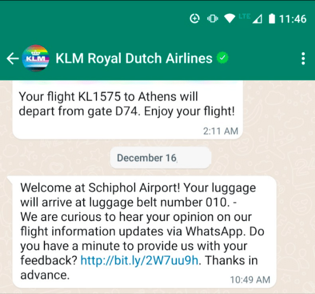 KLM Royal Dutch Airlines real-time flight updates