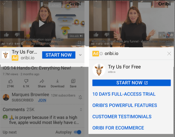 youtube advertising sitelink extensions