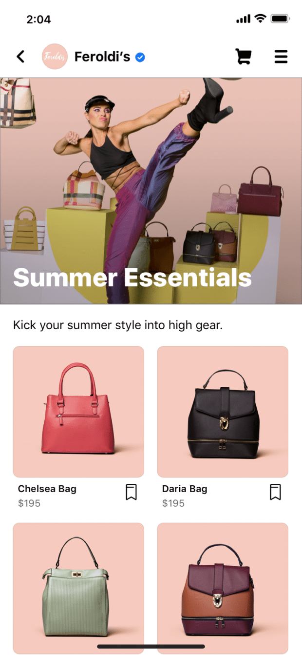 Handbags in Facebook Shop