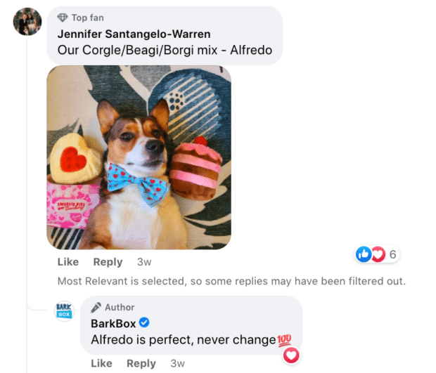 BarkBox engaging with customer comments on Facebook