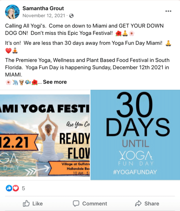 Post in Lululemon's public Facebook Group