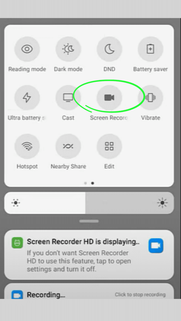 Screen recording icon on Android