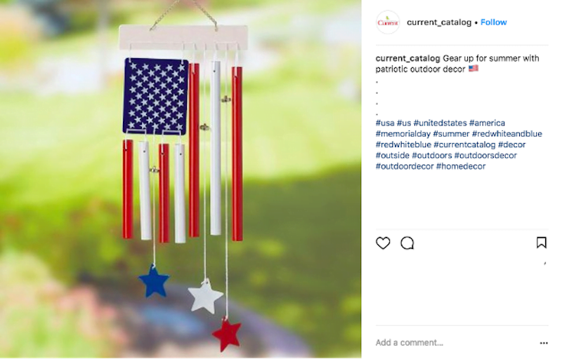 may marketing ideas—instagram post with american flag wind chime for memorial day