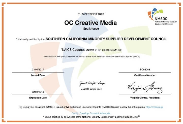 minority owned business certificate