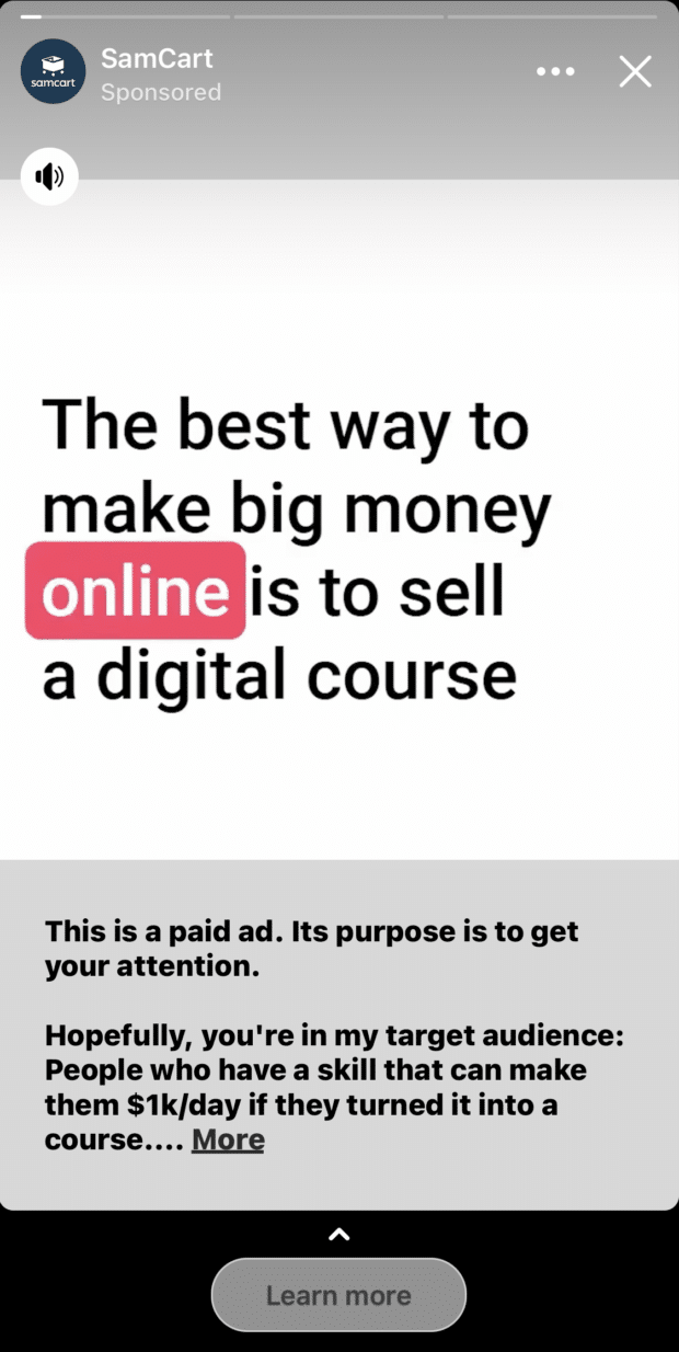 SamCart make money online by selling digital course