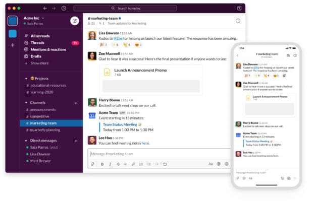 Slack Acme Inc channel