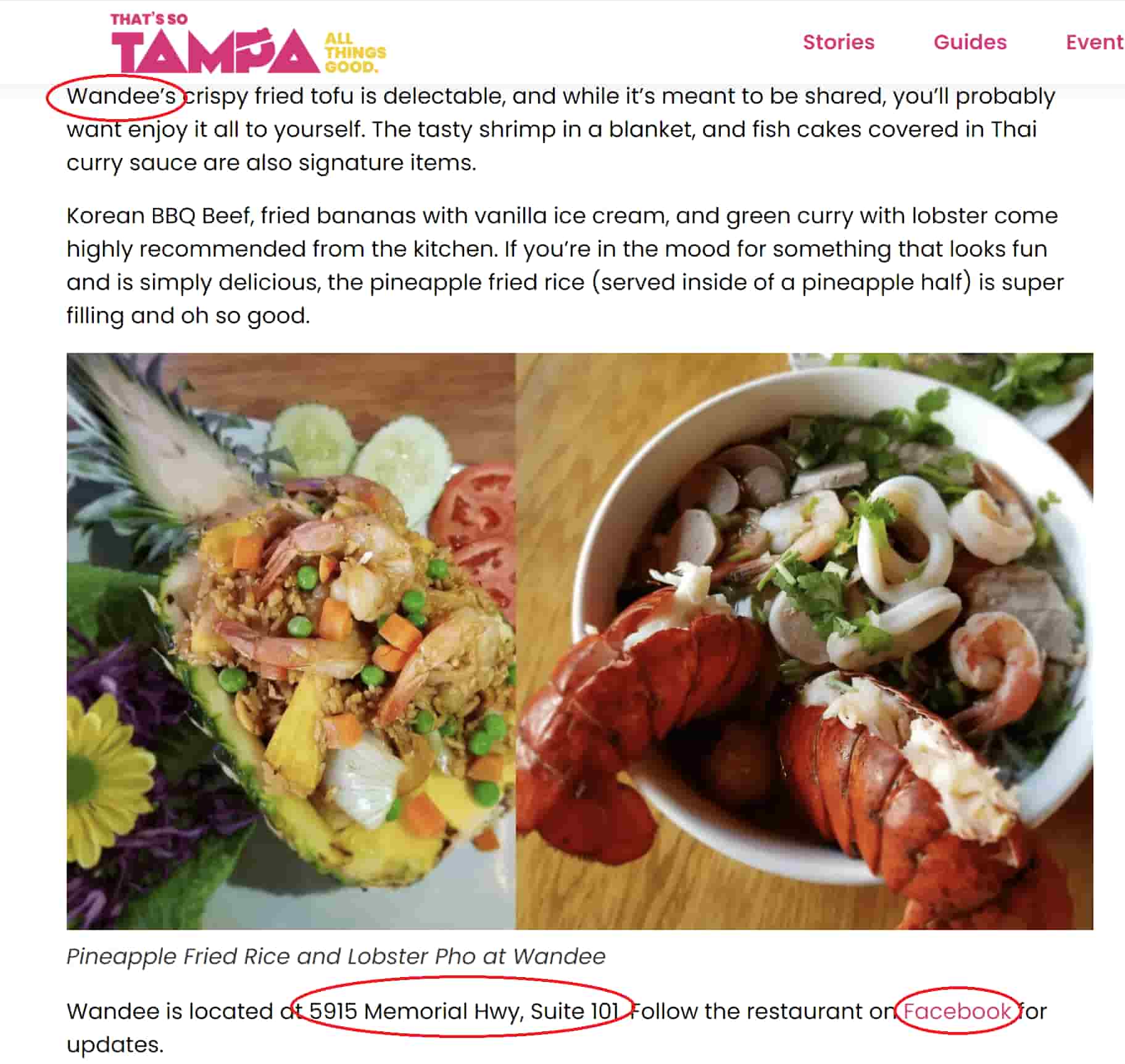 Local citations in article about Tampa restaurant
