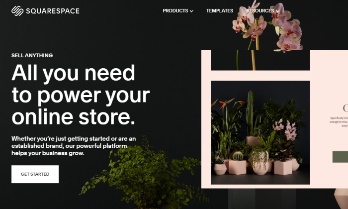 Squarespace main ecommerce page for Squarespace Vs Wix