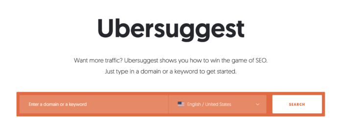 ubersuggest home page for competitor research