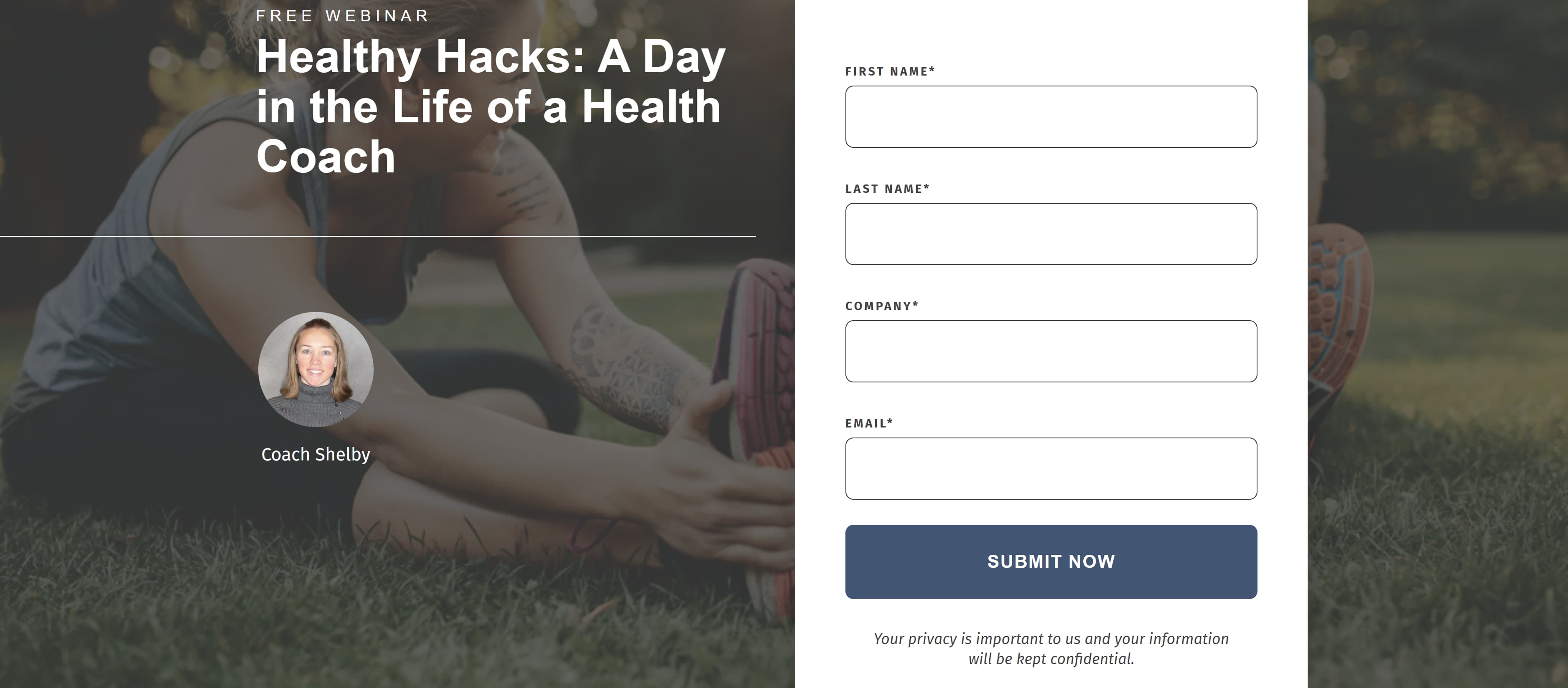 Webinar landing page example from HealthCheck360