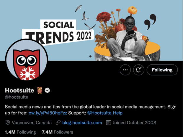 Hootsuite Twitter bio