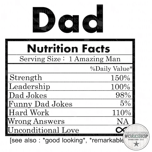 father's day instagram captions - dad nutrition facts