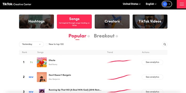 how to get more likes on tiktok - creator center songs tab