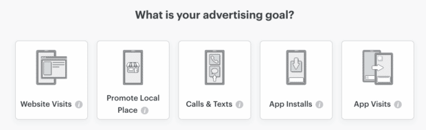 select advertising goal such as website visits promote local place or app visits
