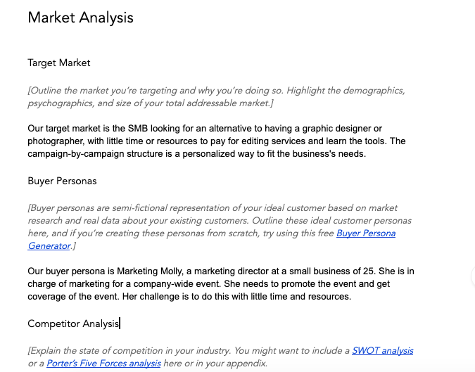 Market analysis example