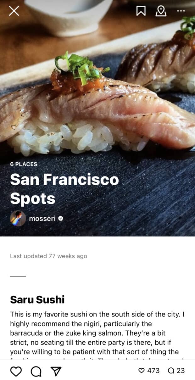 San Francisco Spots Instagram Guide @mosseri