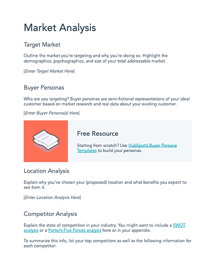 ecommerce business plan template: market analysis