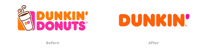 color psychology marketing - dunkin old and new logo