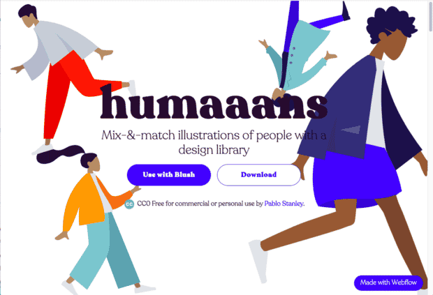 Humaaans mix and match illustrations of people with a design library