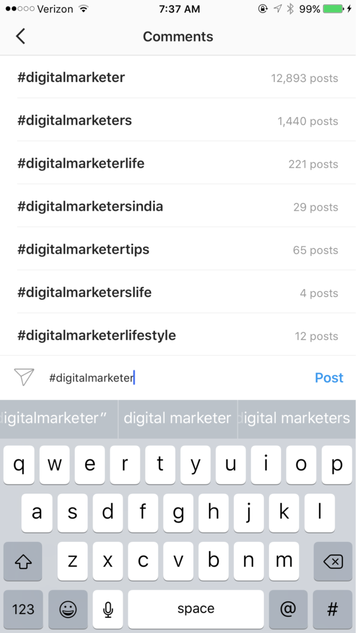 A list of hashtags to choose from for an Instagram post for an Instagram followers increase. 