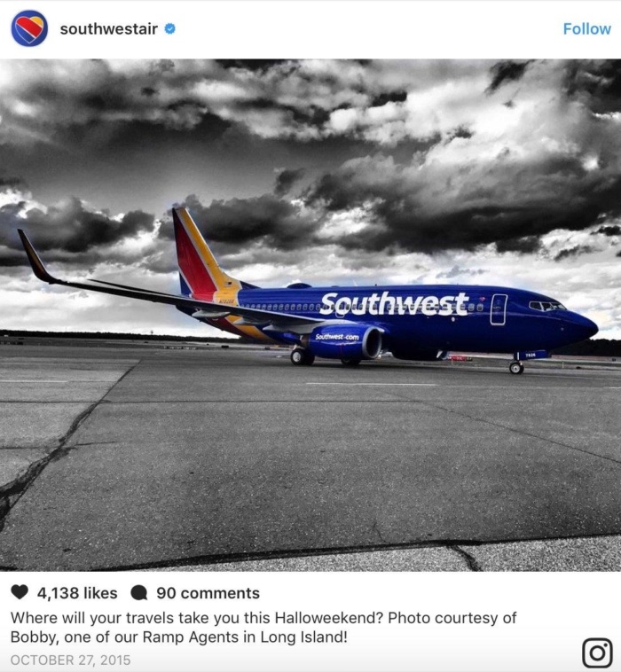An example of a user action campaign from Southwest.
