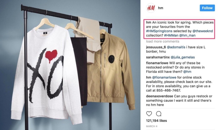 An example Instagram post from H&M.