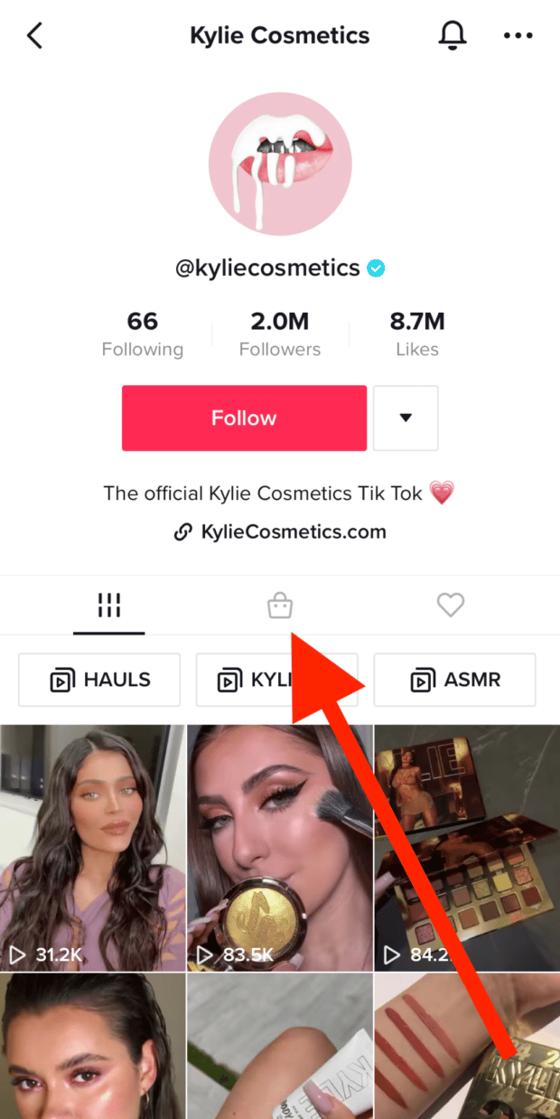Kylie Cosmetics TikTok page