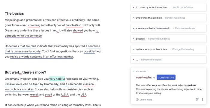 Using Grammarly to improve content. 