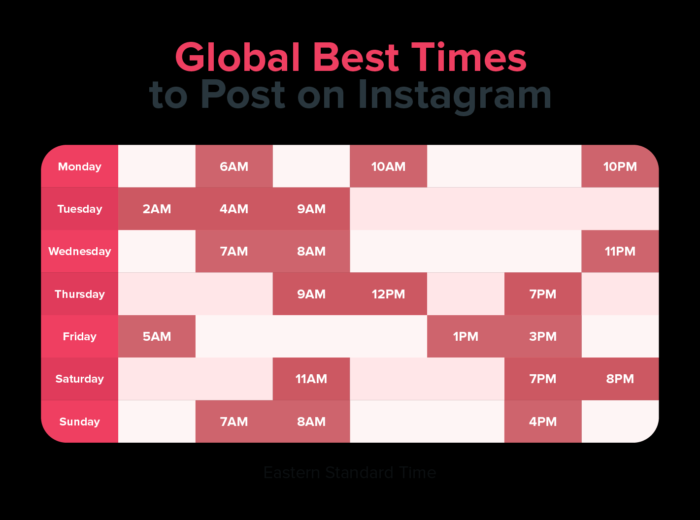 The chart showing when people are on Instagram. 
