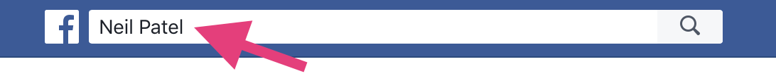 A Facebook search bar with Neil Patel's name.
