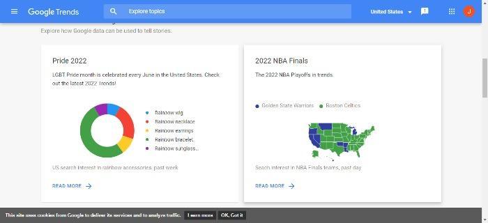 The google trends overview page. 