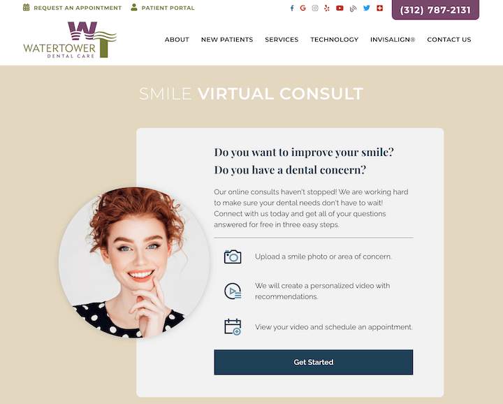 best dentist websites - watertower virtual consult