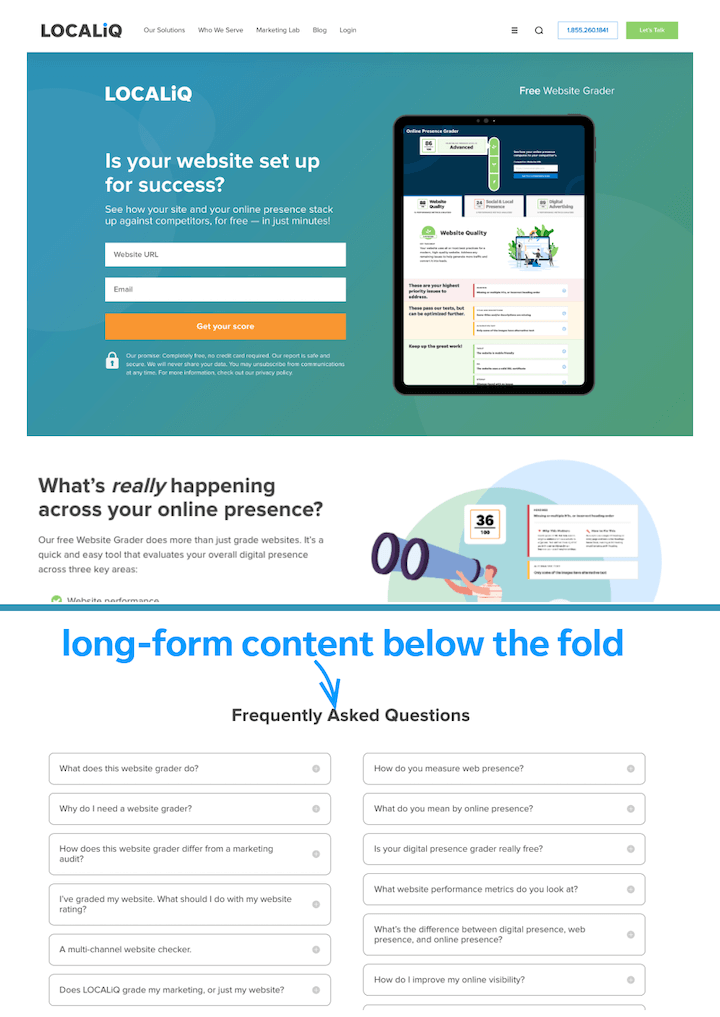 seo optimized landing page for gated content