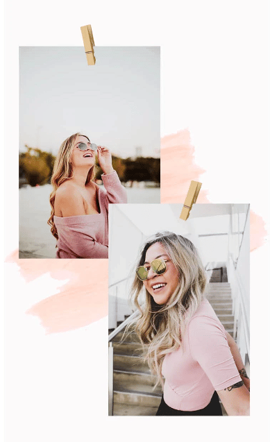 StoryChic person on dock with preset templates and pastel layouts