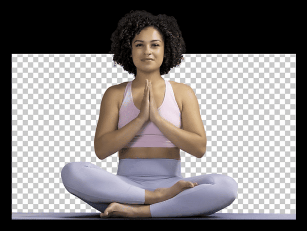 woman in sitting yoga pose on transparent background