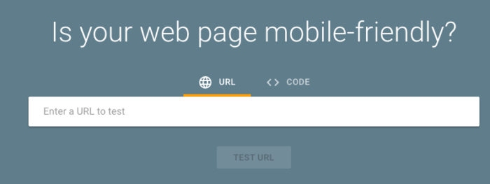 The interface for Google's mobile-friendly testing tool.