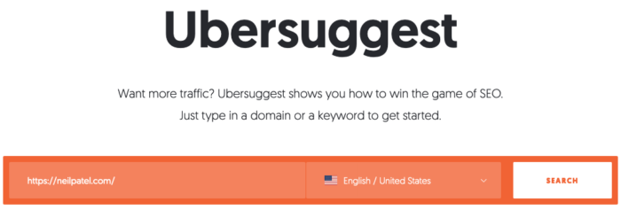 The URL entry field for Ubersuggest.