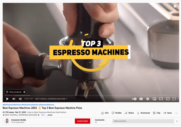 Top 3 Espresso Machines video with affiliate product links