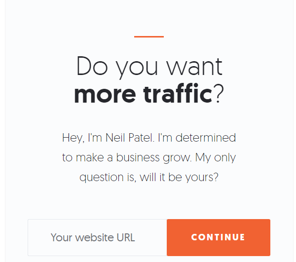 A CTA from Neil Patel's website. 