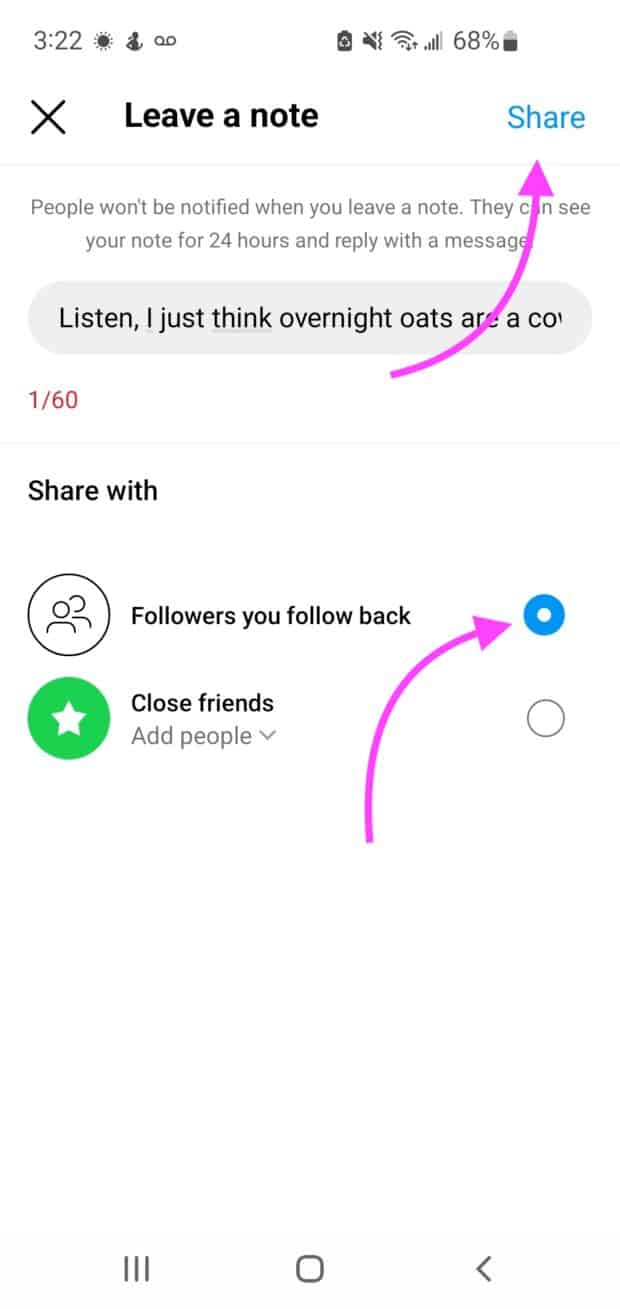 click share to publish Instagram Note