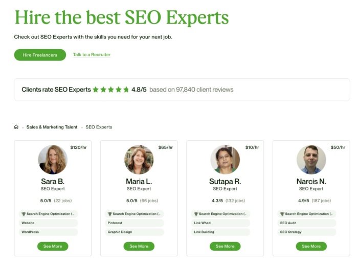 A job board with various seo consultants. 